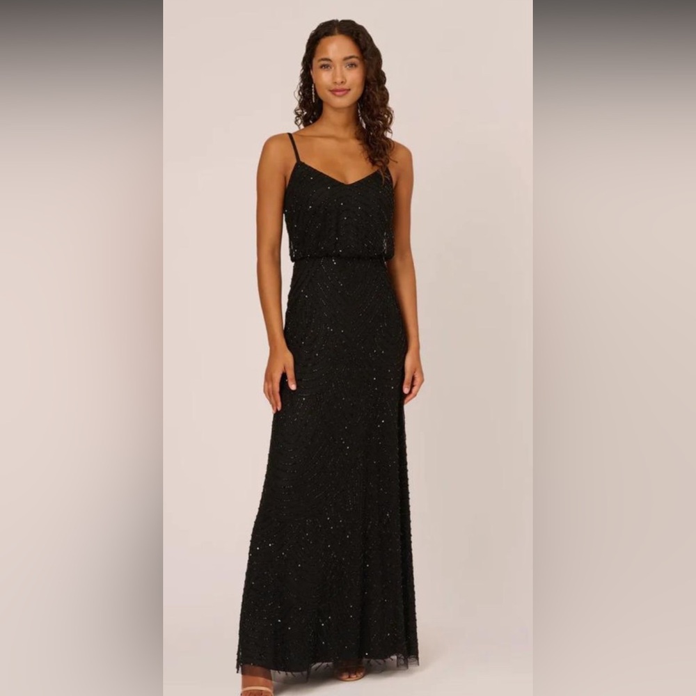 Adrianna Papell Gatsby Beaded Black Dress